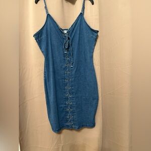 Ella Blue Denim Lace-Up Top